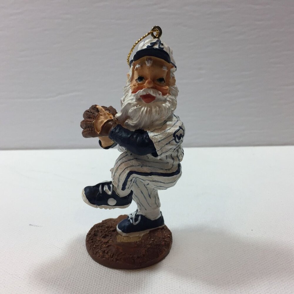 Santa Baseball Player Blue Team USA Christmas Tree Ornament Statue Figurine